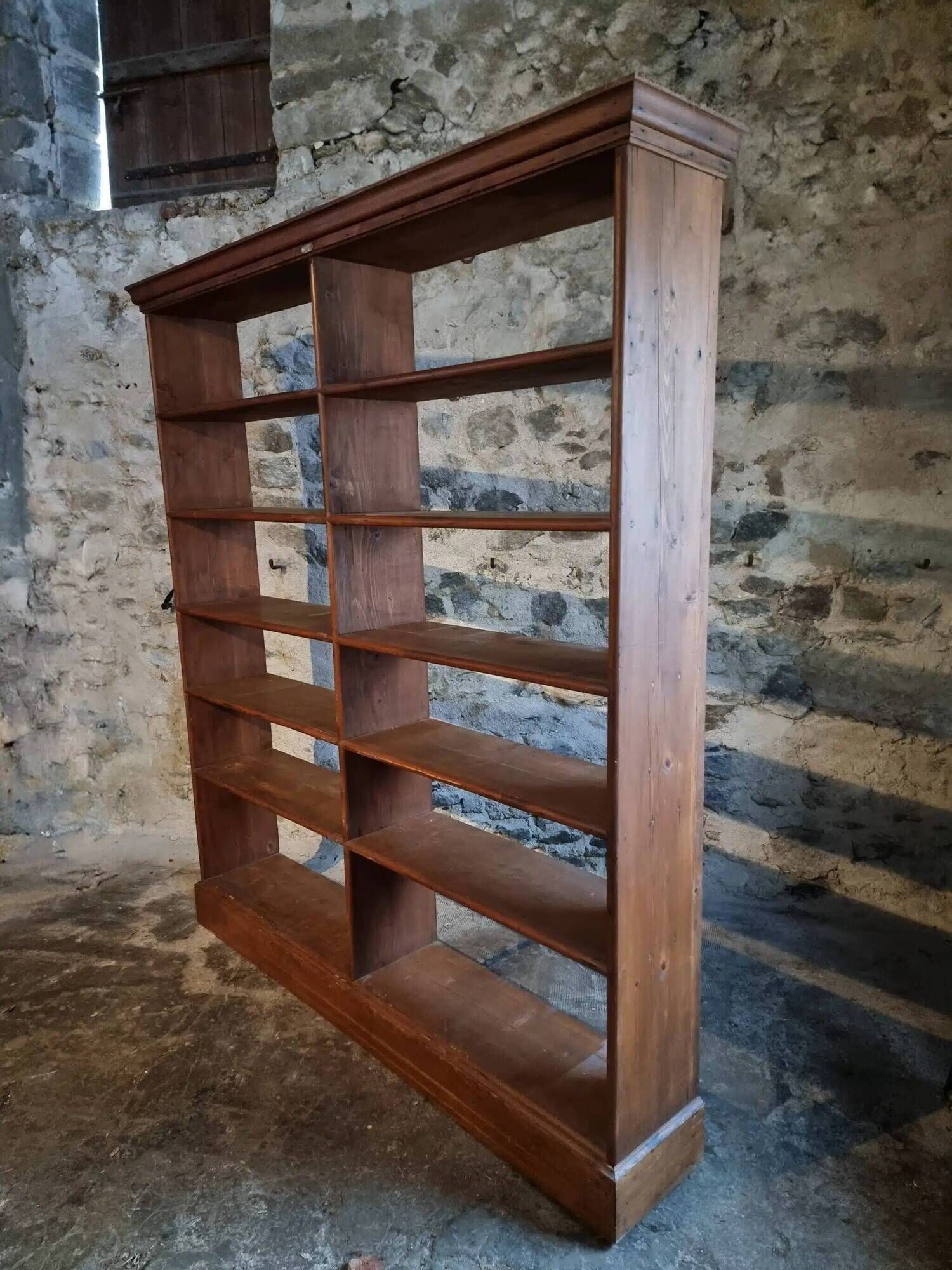 Large open shop shelf from an old French store by Chalmette, 1930s.