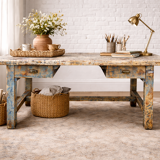 Blue patina beech drawer console table 1940