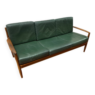 Scandinavian Green Leather Sofa