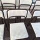Set of 12 vintage Danish metal and fabric chairs