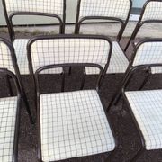 Set of 12 vintage Danish metal and fabric chairs