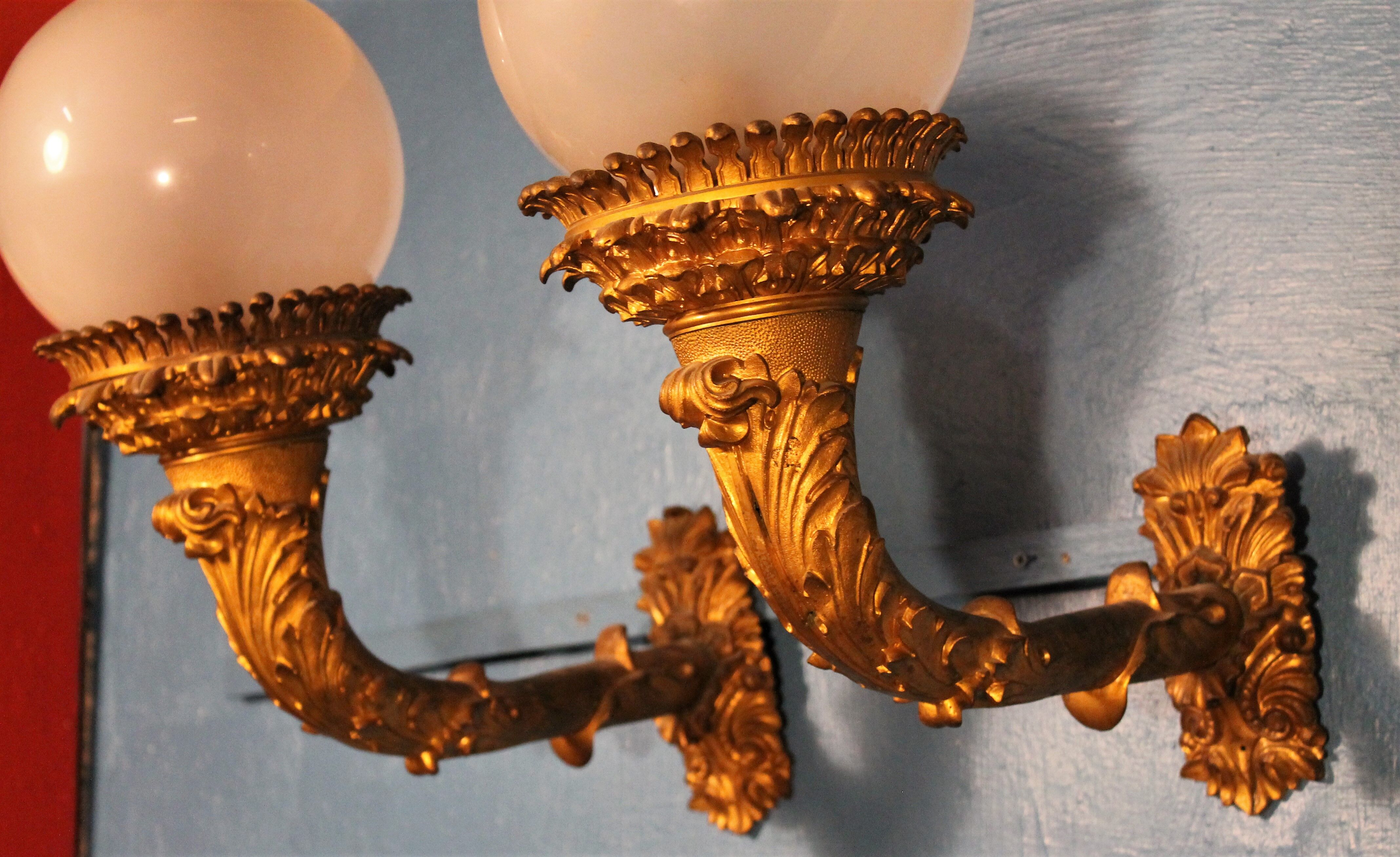 Pair of wall light  bronze "Torches / torches" early twentieth century