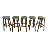 Lot de 5 tabourets de bar style bistrot en rotin et tr