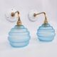 Vintage brass and blue glass wall lights