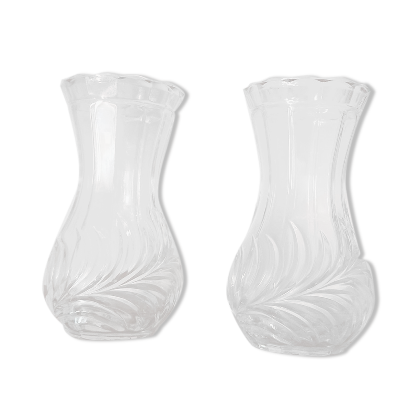 Pair of vintage carved glass vases