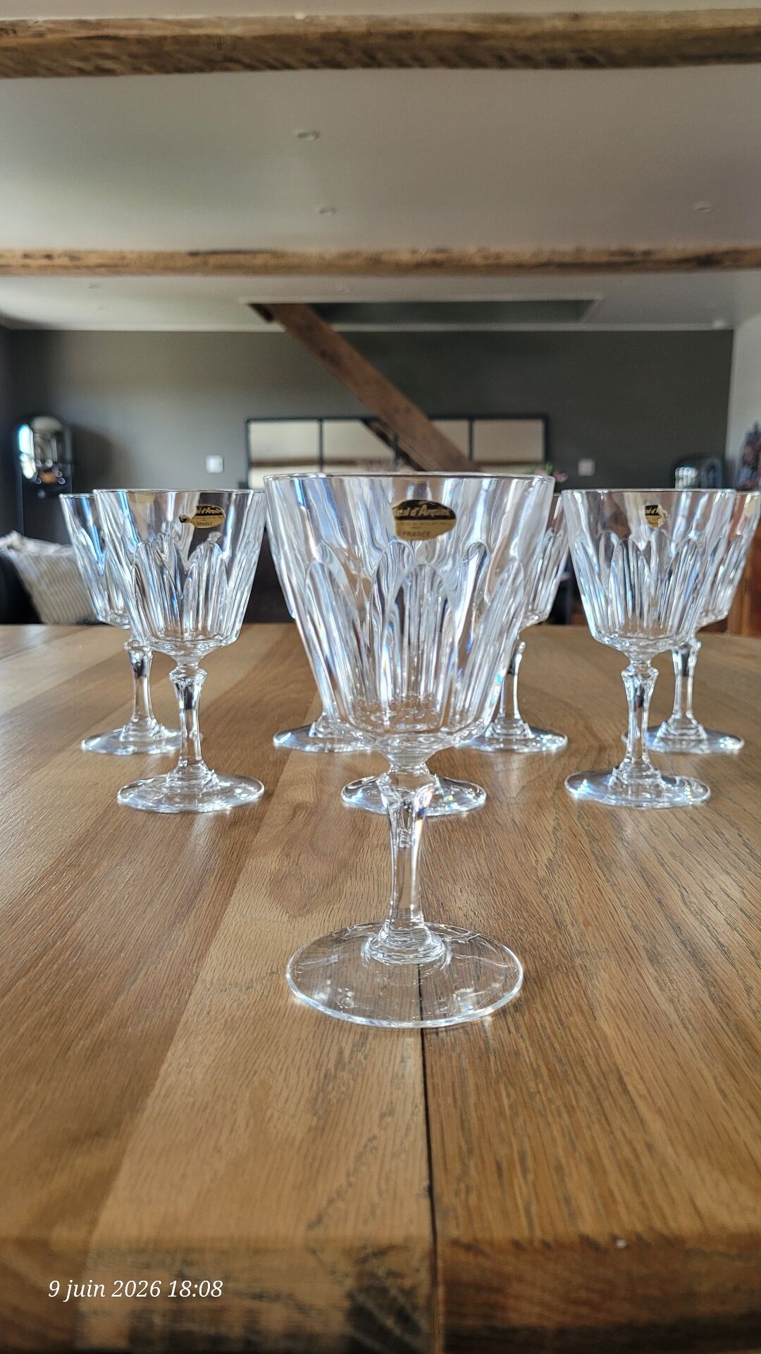 8 crystal stem glasses from Arcques