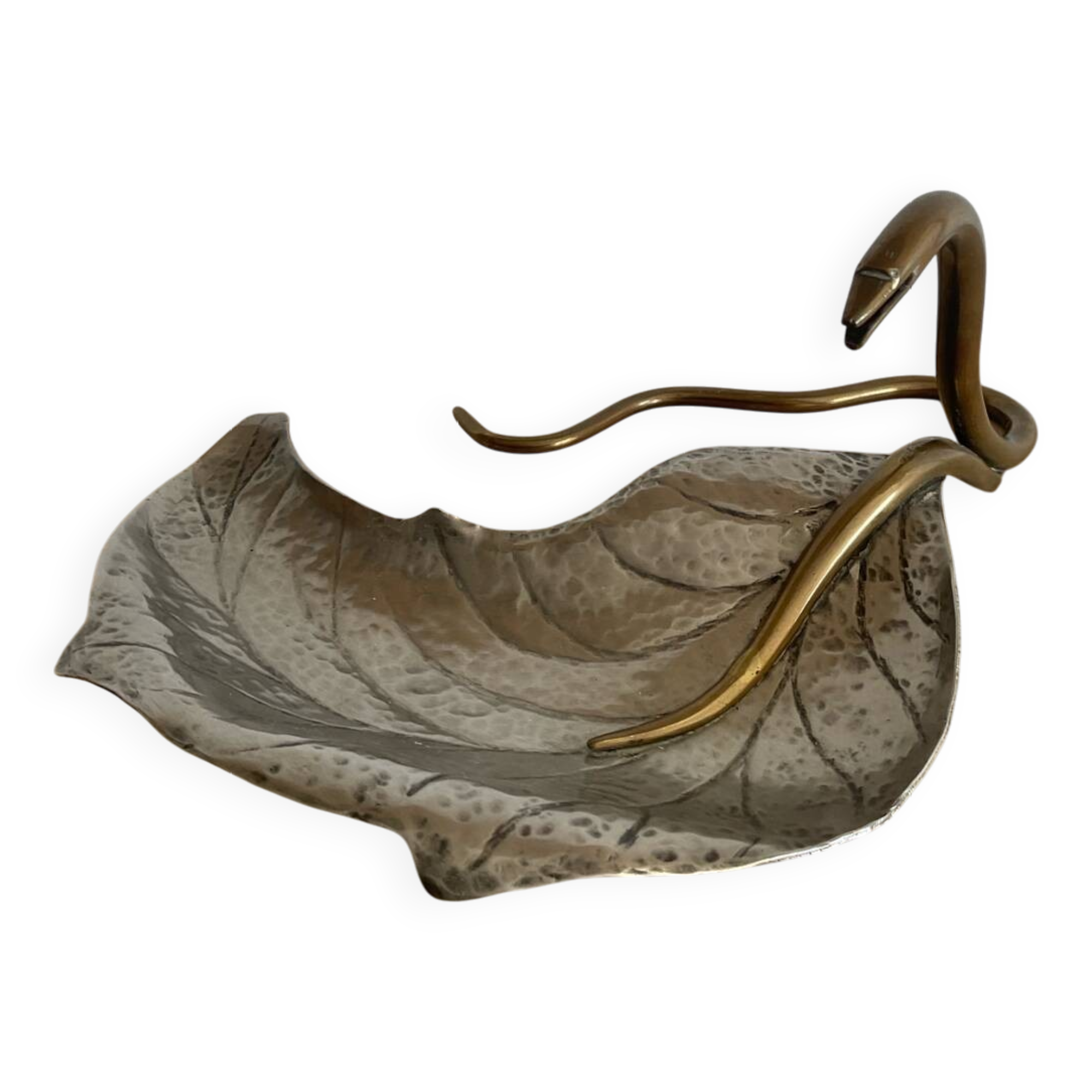 Art Nouveau brass and silver-plated metal pocket emptier