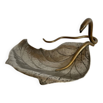 Vide poche Art nouveau en laiton et métal argenté