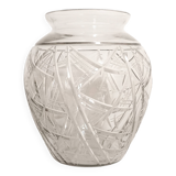 Vase en verre transparent forme boule style art déco