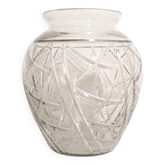 Art Deco style ball-shaped transparent glass vase