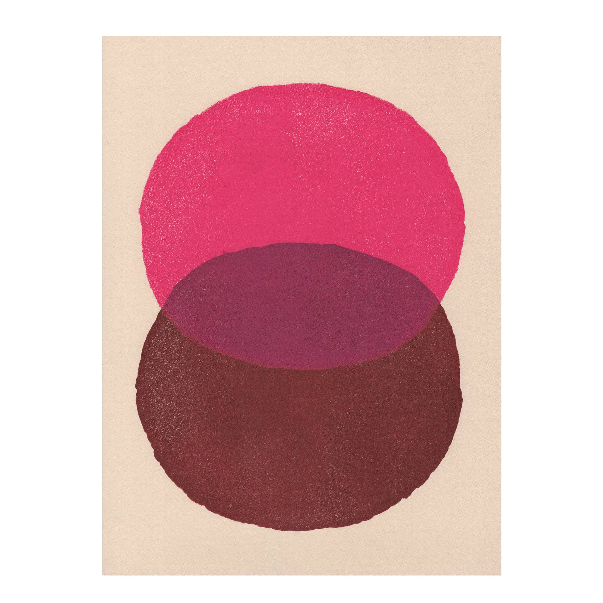 Peinture sur papier 30x40 rose et marron signée Eawy
