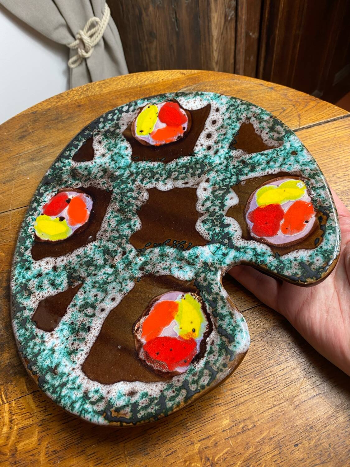 Paint palette-shaped tray, ceramic, Poet Laval