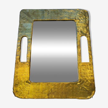 Grand miroir plaque de cuivre décoration vintage
