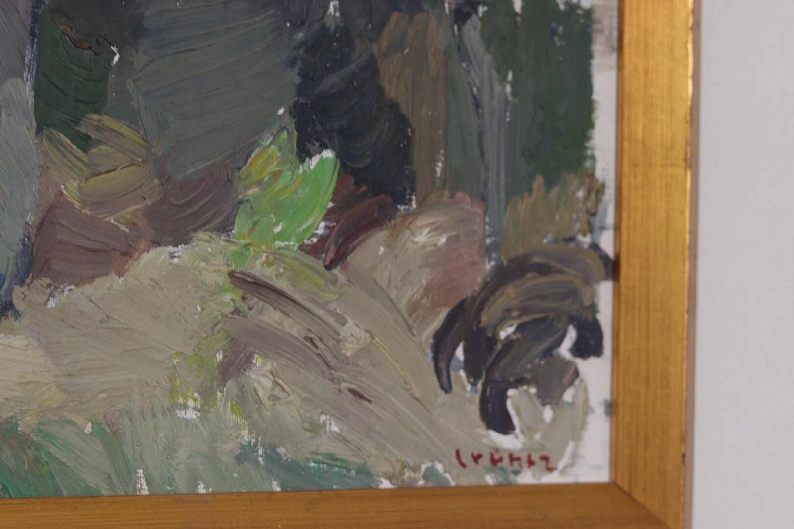 Mid Century Swedish Oil on Panel – “Abstract Woodland” by Bengt Crantz
