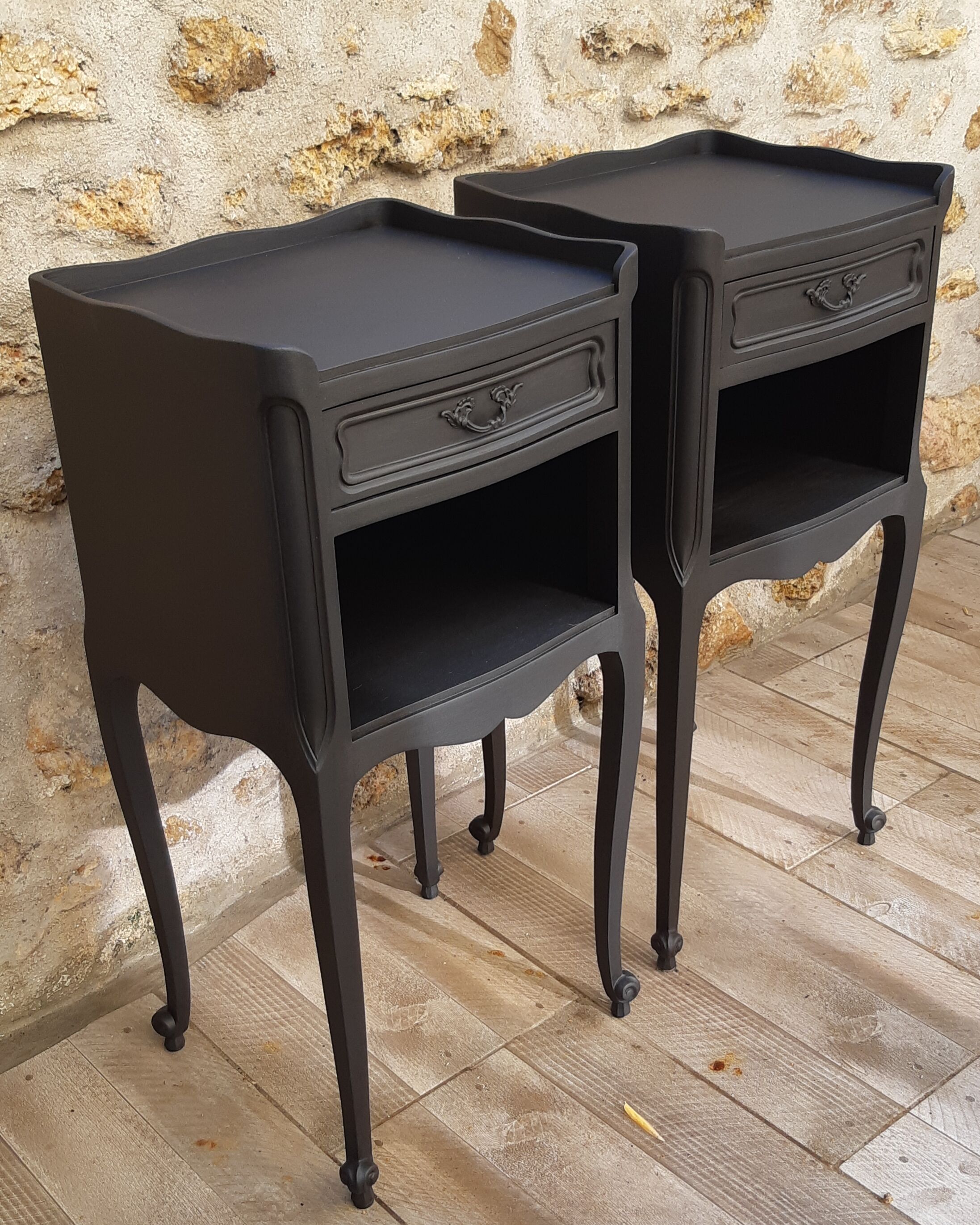 Pair of black bedsides