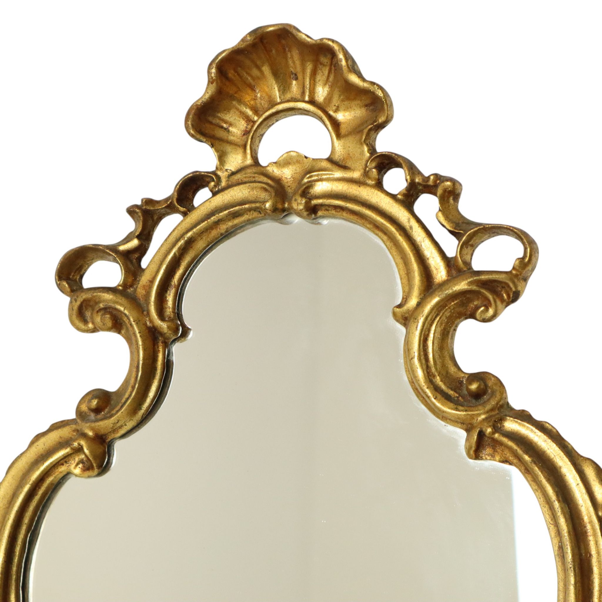Miroir classique étroit à crête doré à la feuille d'or de style baroque 72 cm