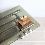 Coffee table in smoked glass and chrome tubular metal, 70s