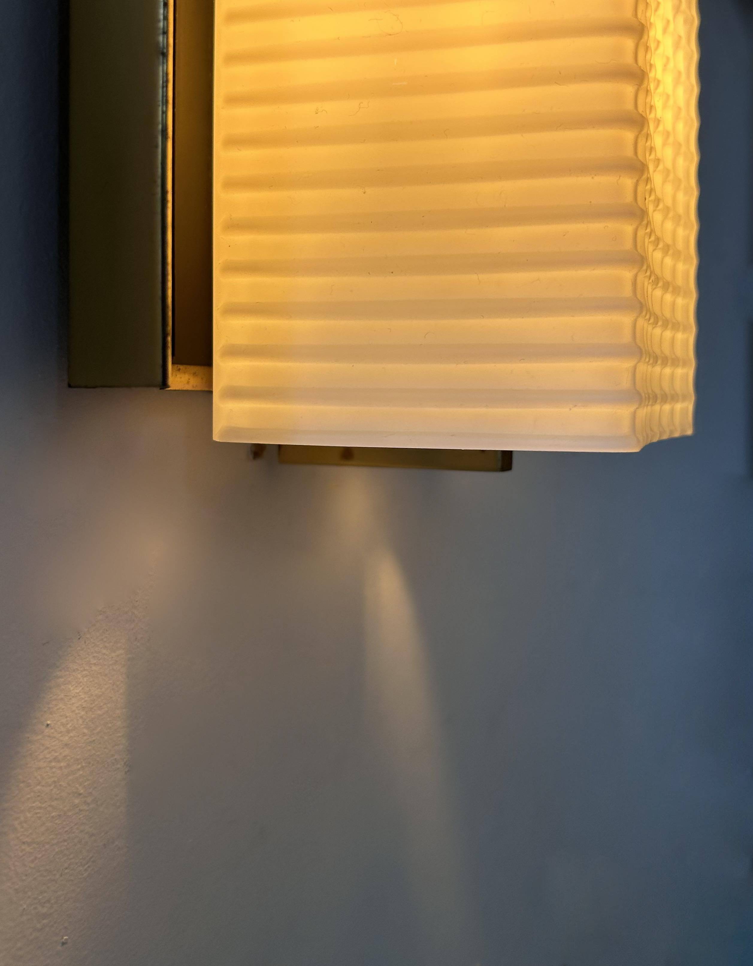 Vintage wall lamp, opaline and brass, France 1950