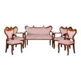 Ensemble de sièges restauré en chêne Biedermeier, noyer, construction stable, Autriche, années 1840