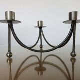 Tripod candlestick in crude steel for 3 candles 70s