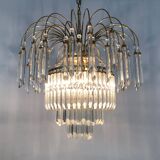 Large and old crown chandelier with pendants, 4 levels, 3 lights, 70s-80s