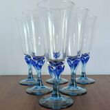 Luminarc champagne flutes from the 70s with blue stem