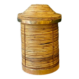 Vintage wicker and brass basket