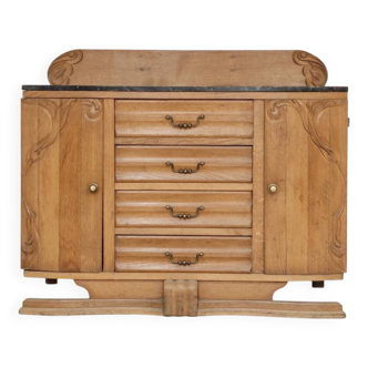 Buffet en bois et marbre art déco 1950
