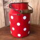 Set kettle coffee maker and milk pot in red-wrapped iron, 50/60 year.