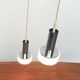 Suspended glass and chrome lamps model P105 German Mid-Century Space Age from the 1960s by Staff, set of 2.