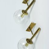 Brass and glass wall lights, vintage, 1960 by Hillebrand.