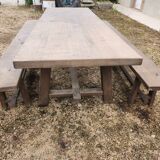 Table de.ferme et ses 2 bancs
