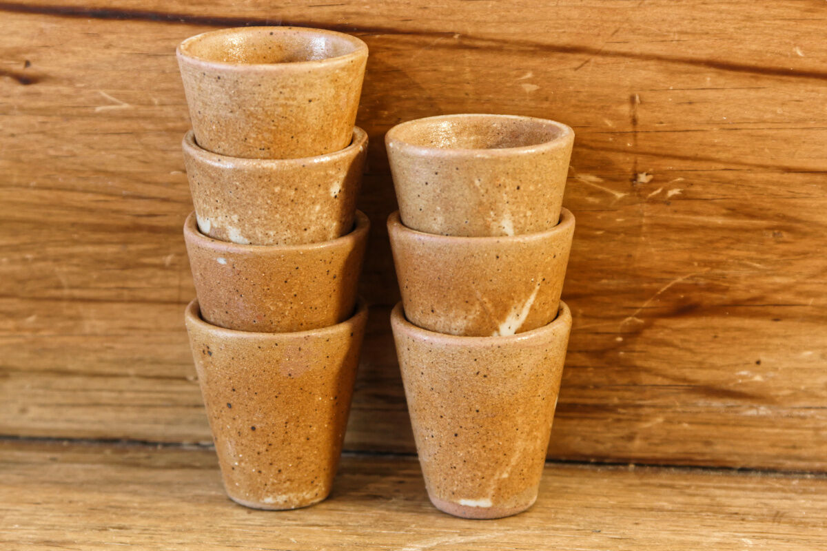 Set of 7 glasses with digestive sandstone