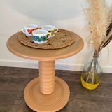 Terracotta Nude Spiral Turned Wood Side Table