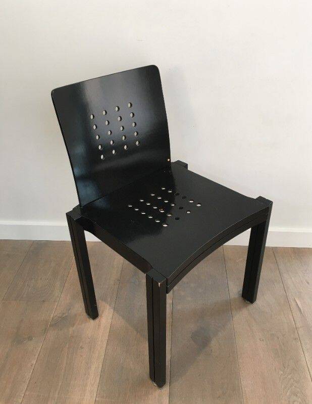 Set of 6 black wooden chairs