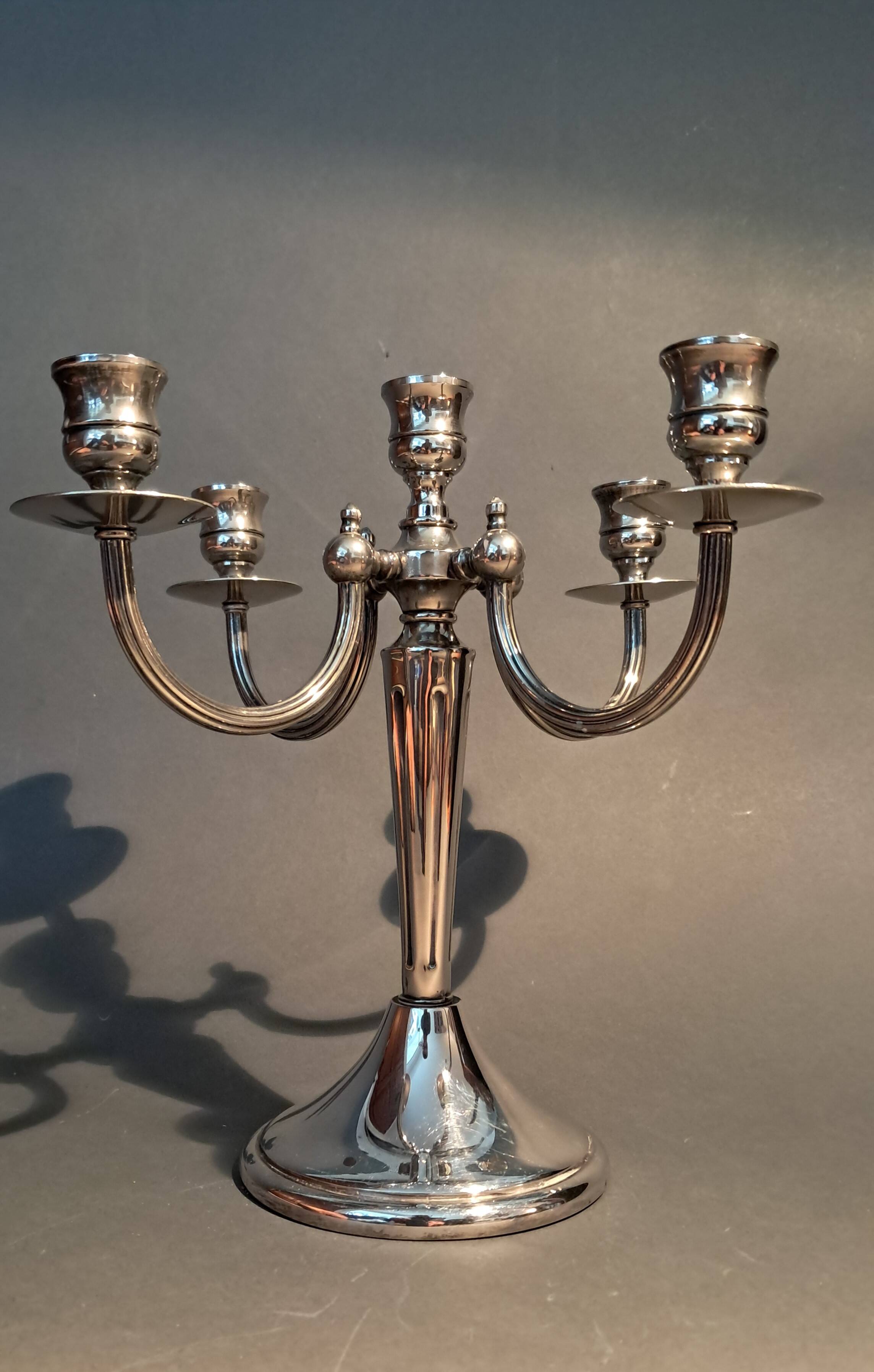 Silver plated 5 candle chandelier, England 1960.
