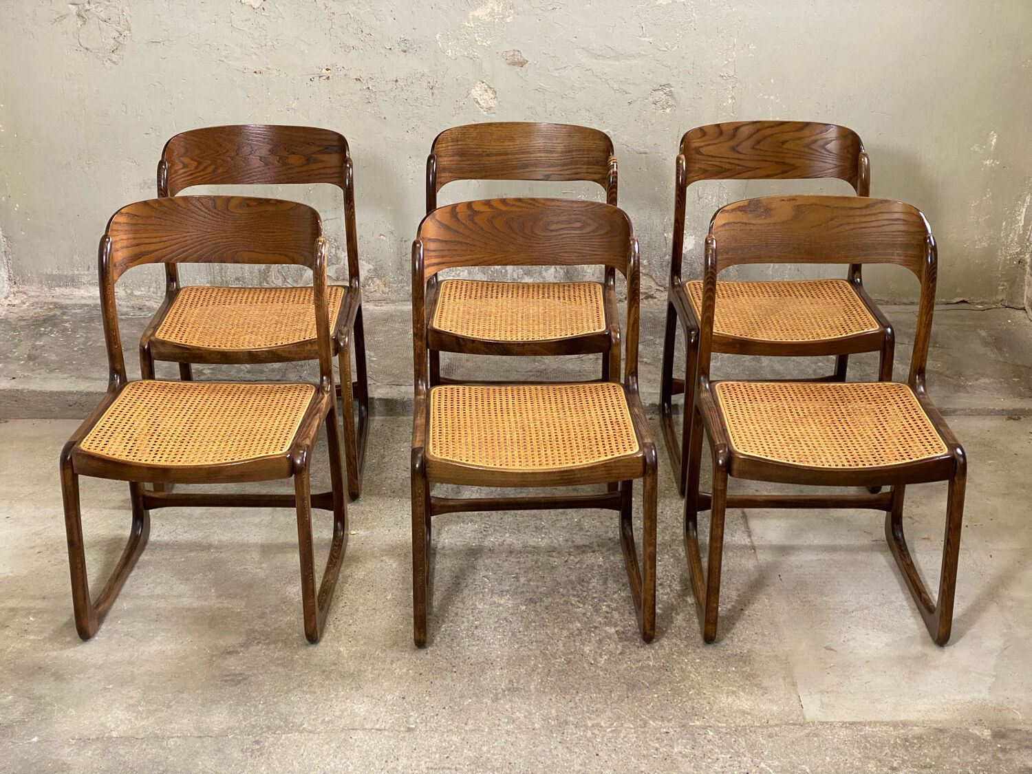 6 baumann cans sleigh chairs