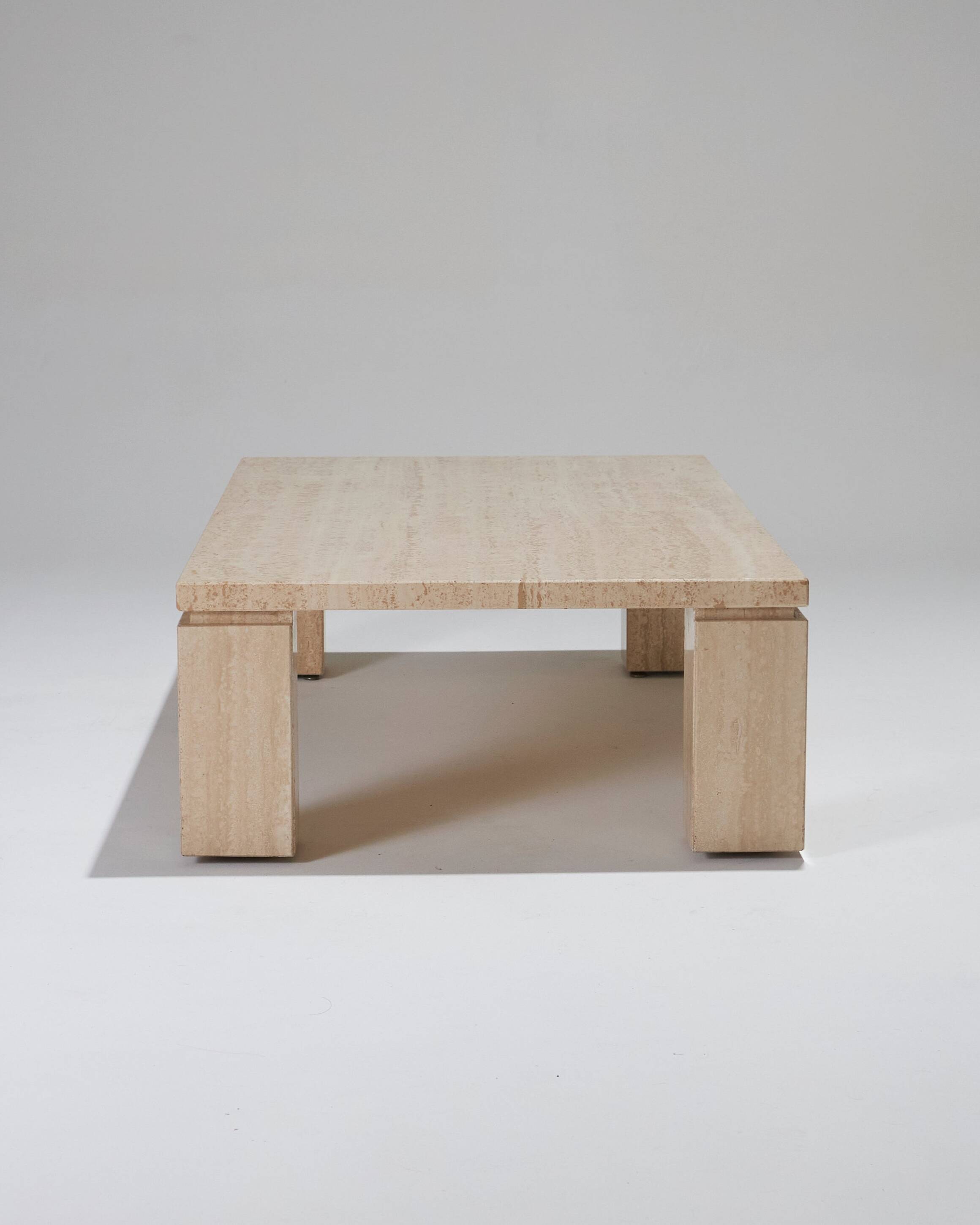 Rectangular travertine coffee table, 1970s