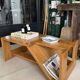 Brutalist coffee table in solid elm — Maison Regain (1970s)