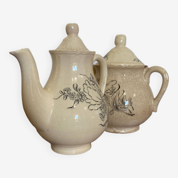 Teapot and sugar bowl kg luneville