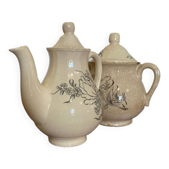 Teapot and sugar bowl kg luneville