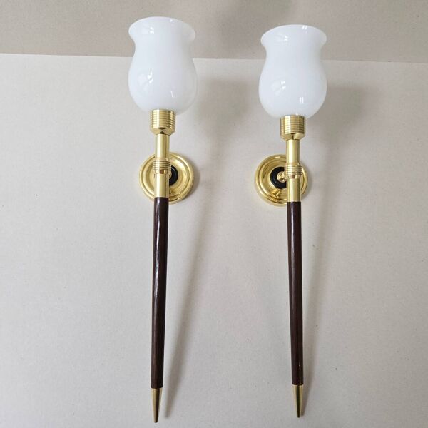 Paire d'appliques Maison Lancel 1950