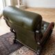 Vintage green leather tufted armchair - 1970s
