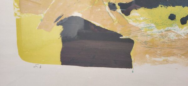 Lithographie Paul Guiramand (1926 - 2007) Oiseaux autours du nid.