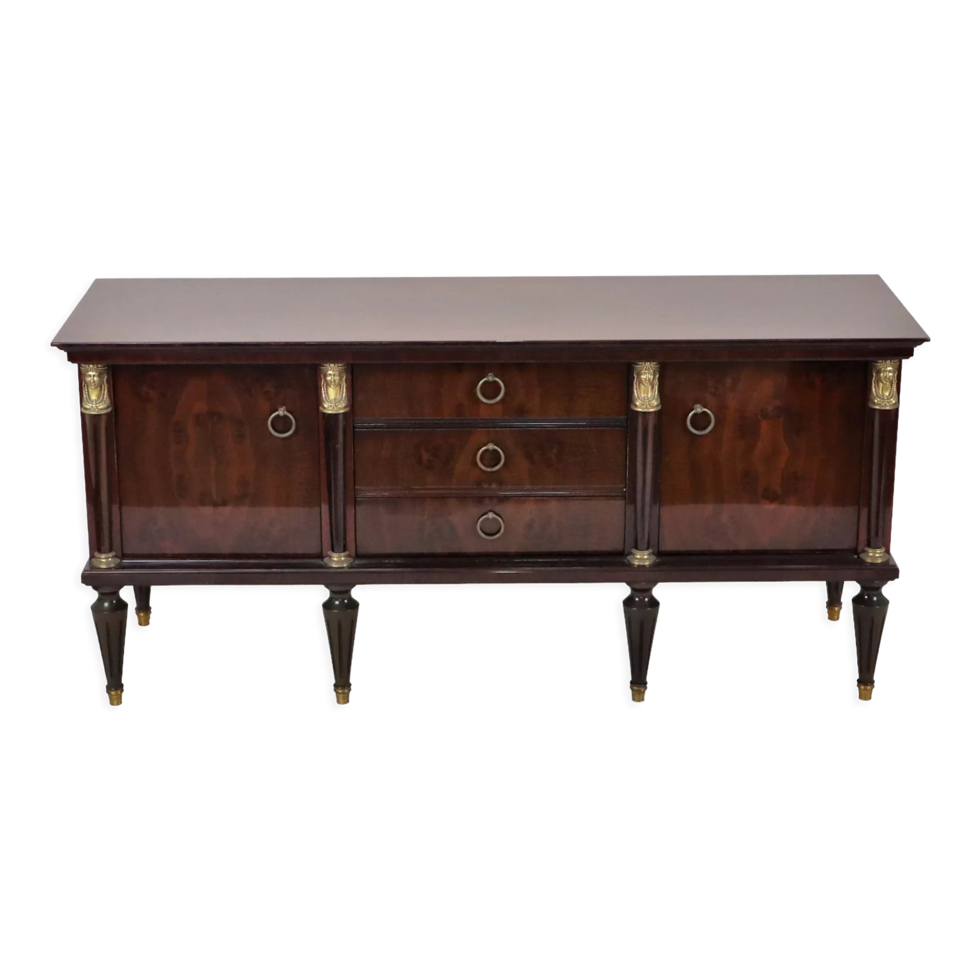 Vintage tv cabinet low cabinet mirrored mahogany veneer hollywood regency 140cm