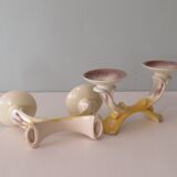 Set of 2 ceramic candle holders in the early twentieth century.