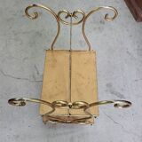 Petite sellette a 2 niveaux en metal et bois 1960