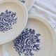 4 vintage porcelain dessert plates – Blue floral bouquet decoration