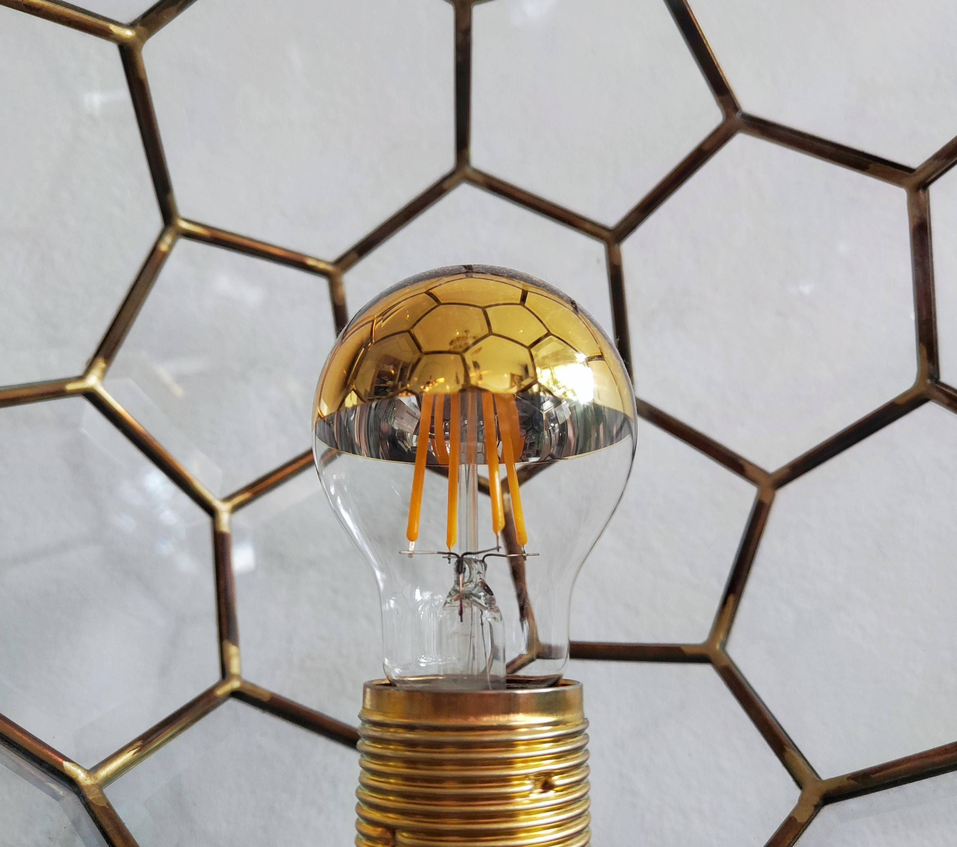 Adolf Loos style lamp in brass and faceted glass from the 1950s.