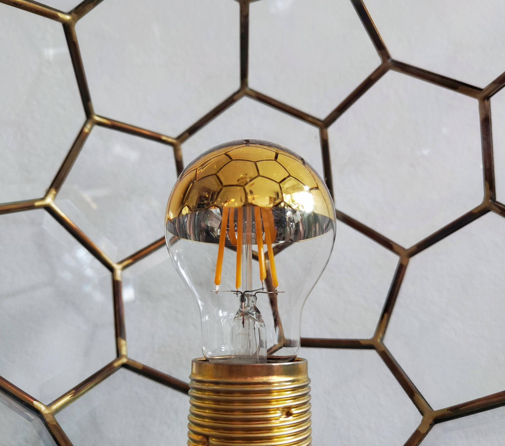 Adolf Loos style lamp in brass and faceted glass from the 1950s.